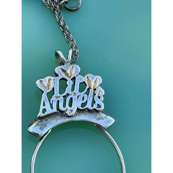 Vintage Lil Angels 925 silver Charm Holder Pendant Chain Pink charm - Picture 12 of 16